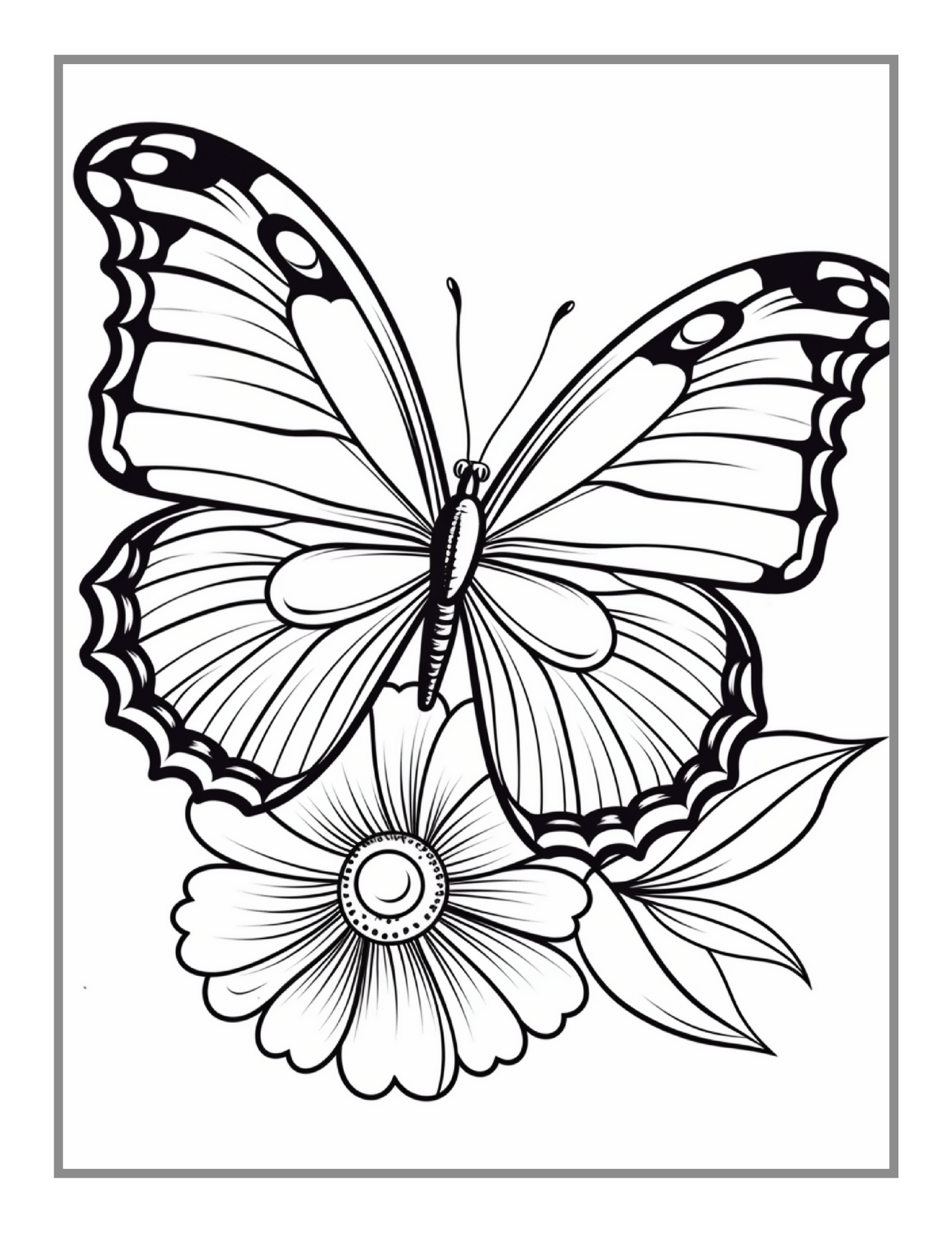 50 Pages Cute Butterfly and Flower Coloring Book Holiday Birthday Gift Present for Adults Kids Men Women Boys Girls Teens Butterfly Lover