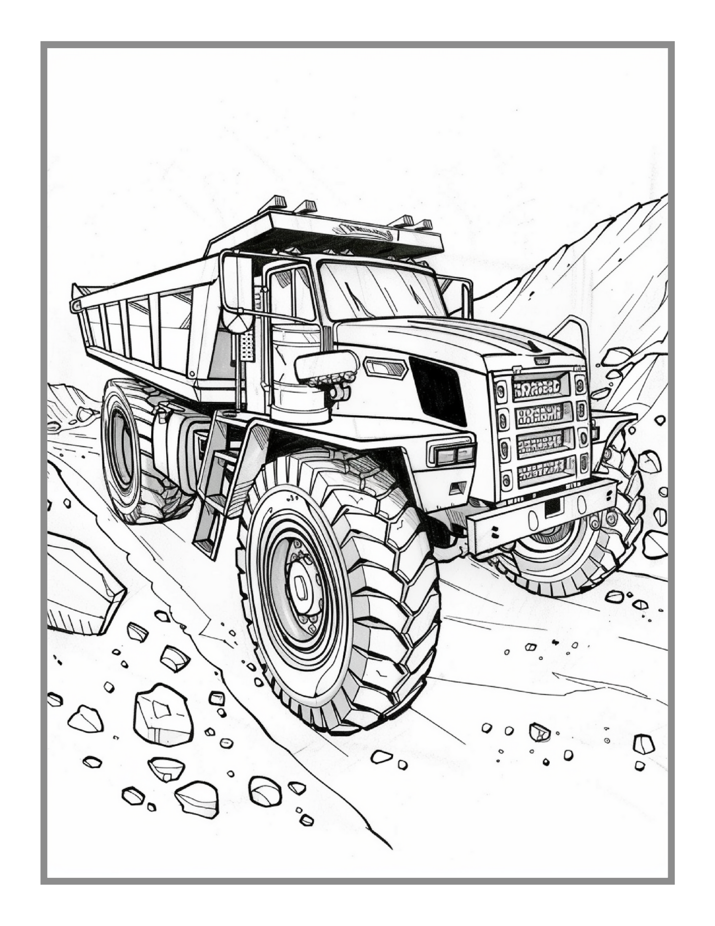 50 Pages Construction Vehicle Coloring Book Gift for Men Women Adults Kids Boys Girls Teens Children Truck Excavator Coloring Pages