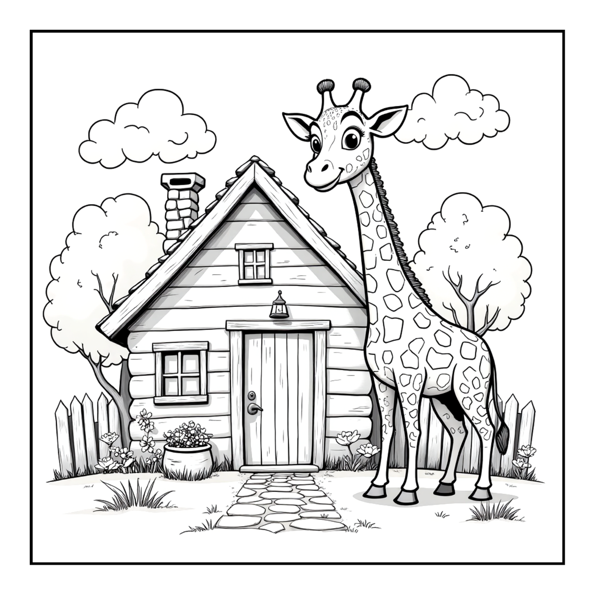 Cute Cozy Funny Giraffe Animal Coloring Book Gift for Adults Kids Boys Girls Teens: Single Sided Bold and Easy Little Giraffe Coloring Book