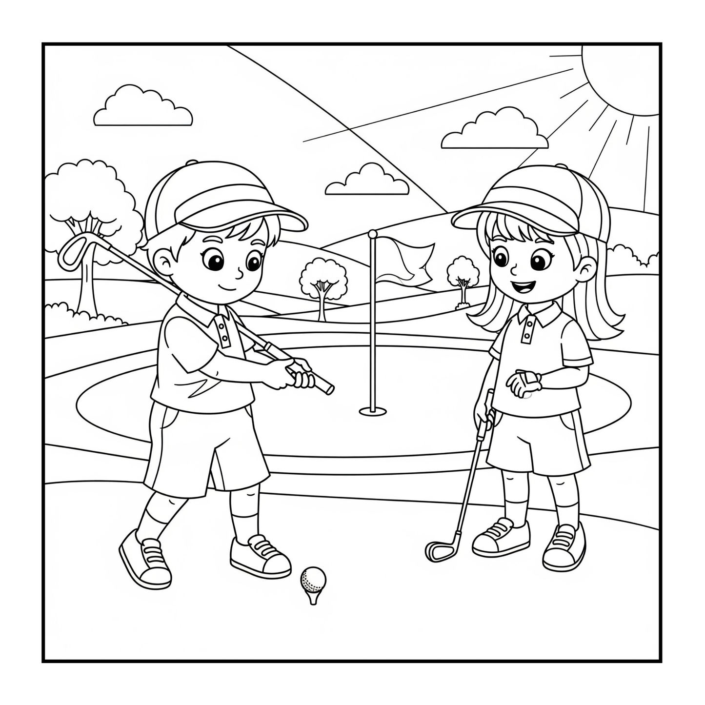 Golf Player Golfer Coloring Book for Adults Men Women Kids Boys Girls Teens Youth Simple Stress Free Relief Coloring Book Golfing Coloring