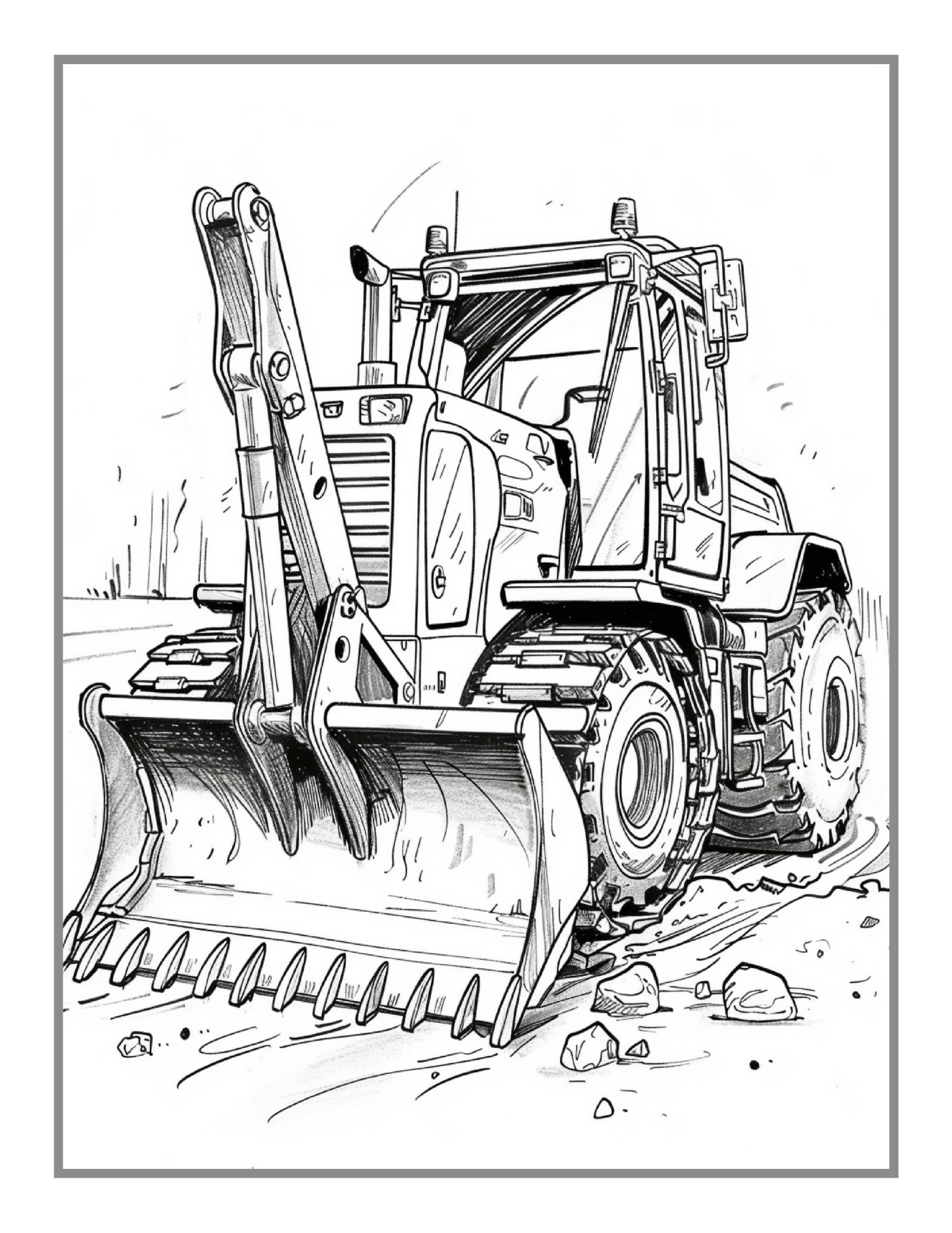 50 Pages Construction Vehicle Coloring Book Gift for Men Women Adults Kids Boys Girls Teens Children Truck Excavator Coloring Pages