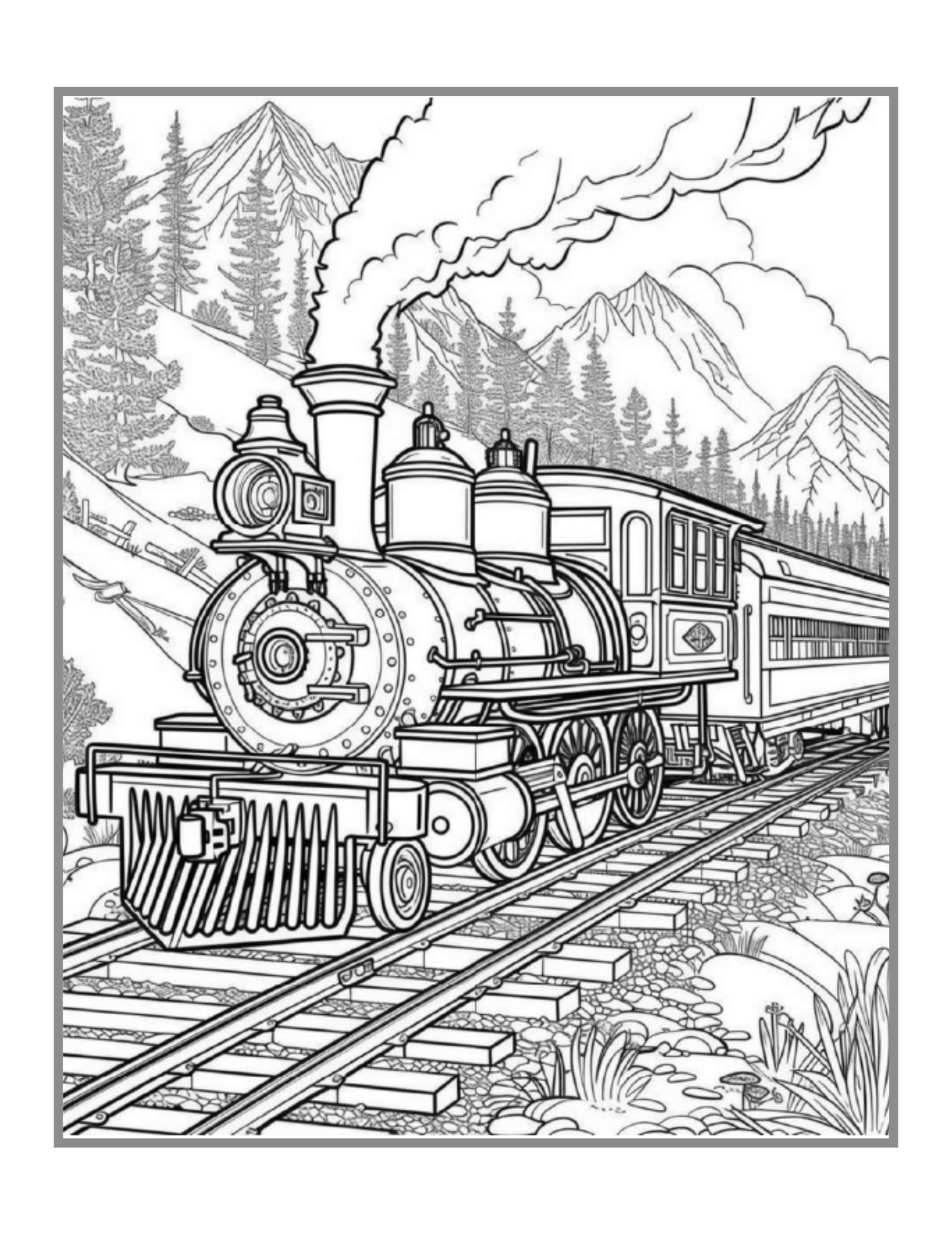 Train Locomotive Enthusiasts Coloring Book Gift for Adults Kids Boys Girls Cute Freight Locomotive Train Lover Train Coloring Sheets