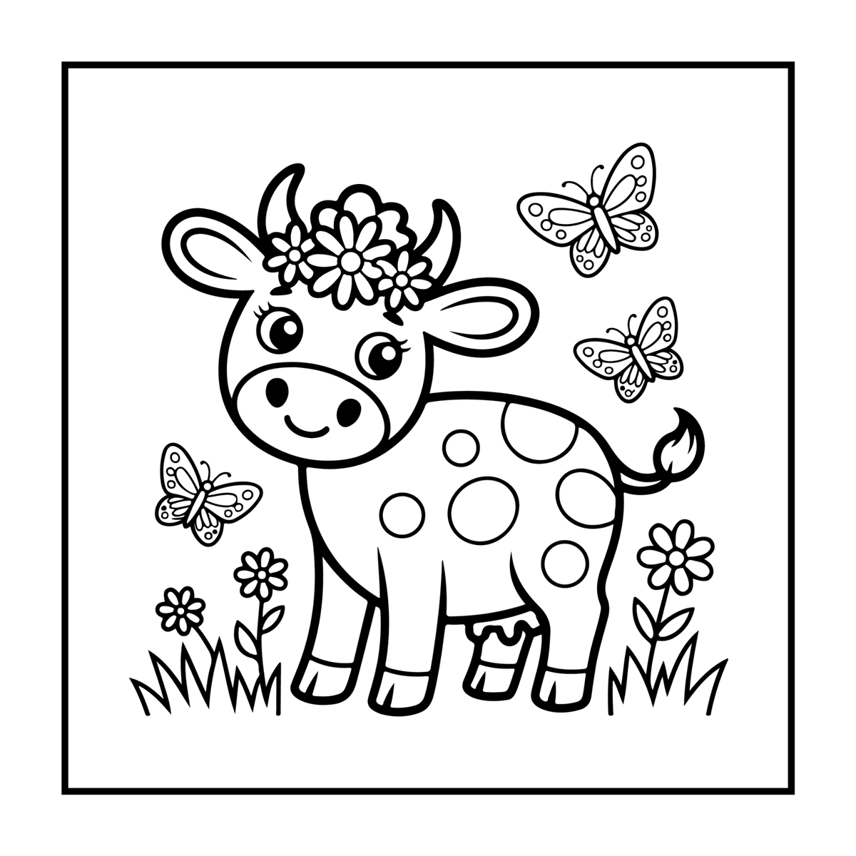 Cute Cow Coloring Book Gift for Adults Kids Boys Girls Teens: Single Sided Pages 25 Designs Cozy Cow Animal Coloring Book for Children