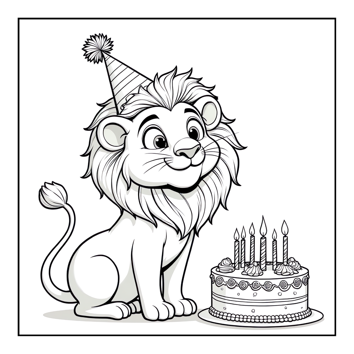 Cute Cozy Funny Lion Animal Coloring Book Gift for Adults Kids Boys Girls Teens: Single Sided Bold and Easy Cool Lion Themed Coloring Book