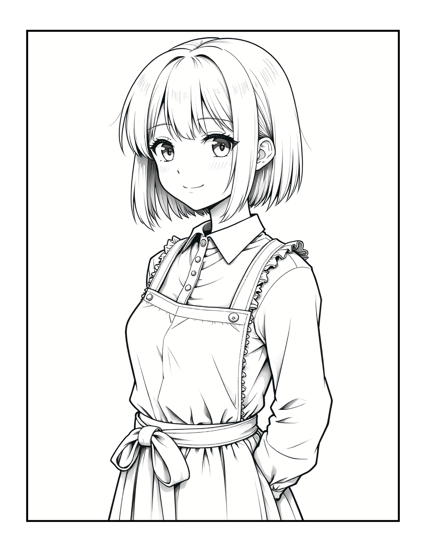 Cute Anime Farm Girls Coloring Book Gift for Adults Men Women Kids Boys Girls Teens Bold and Easy 50 Pages Single Sided Anime Farmer Girls