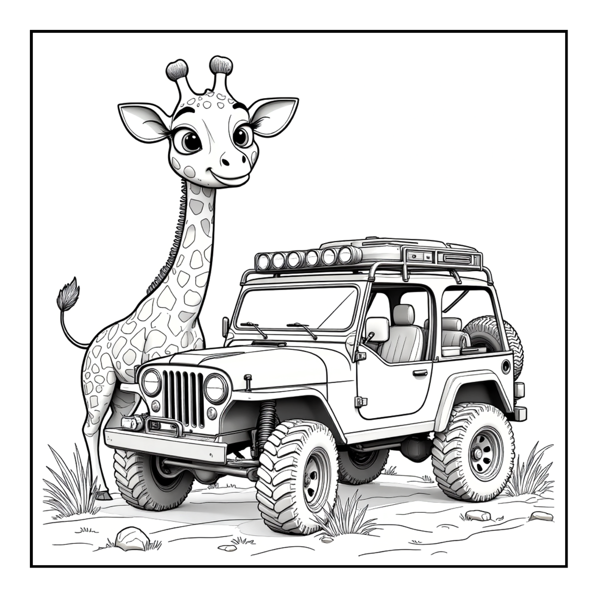Cute Cozy Funny Giraffe Animal Coloring Book Gift for Adults Kids Boys Girls Teens: Single Sided Bold and Easy Little Giraffe Coloring Book
