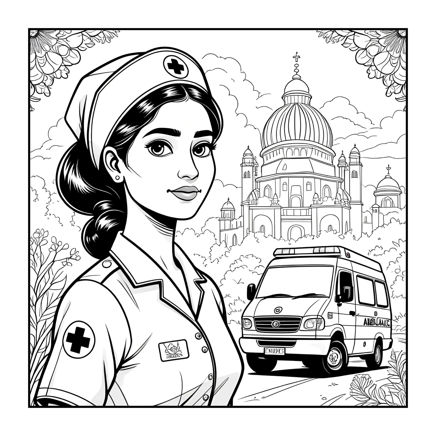 Nurse Coloring Book Gift for Adults Men Women Kids Young Boys Girls Teens 50 Pages Single Sided Hospital Nurse Coloring Activity Book