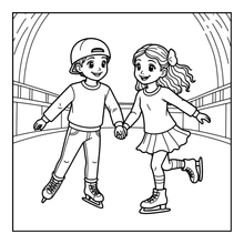 Load image into Gallery viewer, Ice Skating Coloring Book Kids Adults, Winter Sports Figure Skate Activity Coloring Pages, Gift for Skaters Hockey Fans
