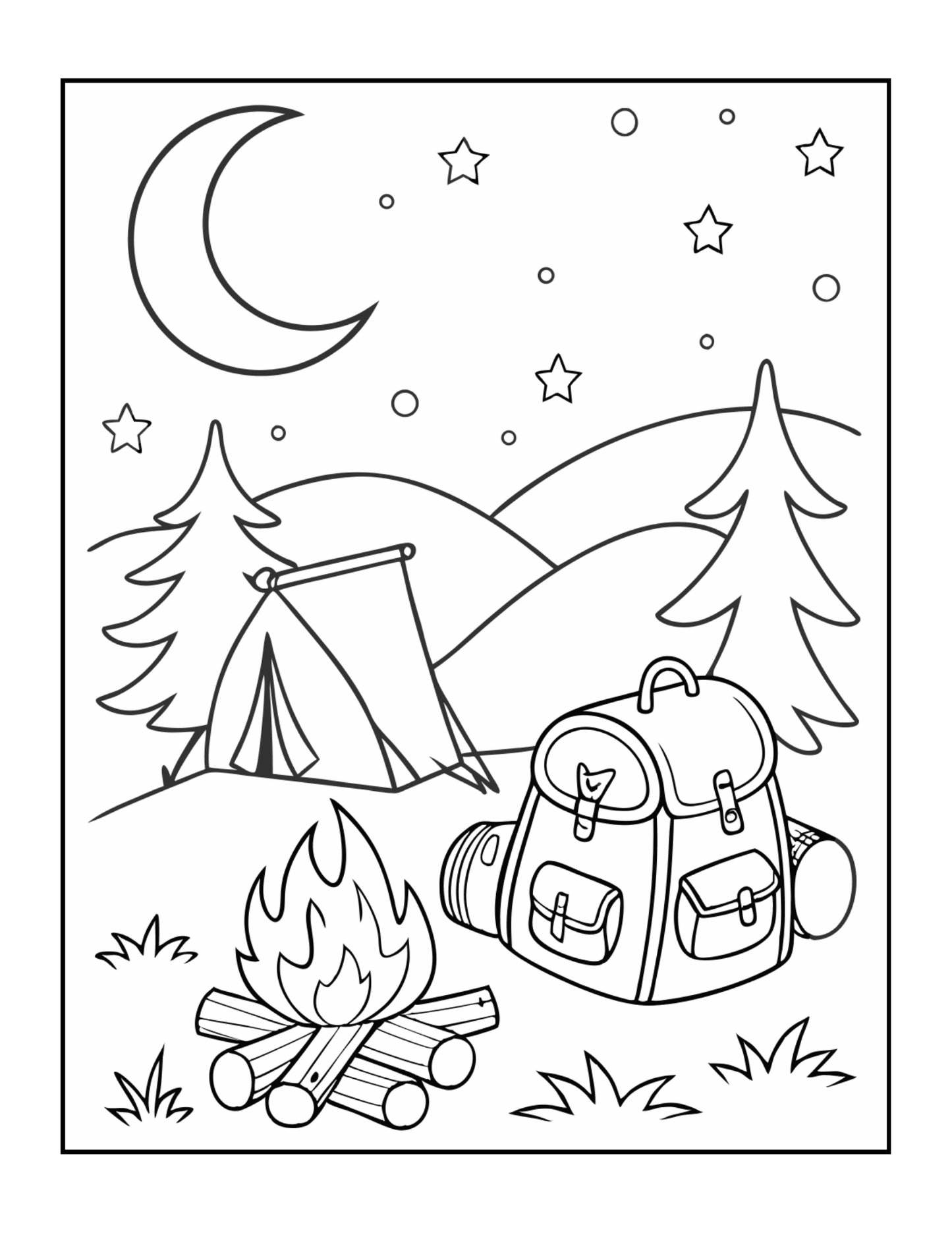 Bold and Easy Cozy Camping Coloring Book Gift for Adults Men Women Kids Boys Girls Young Teens Summer Camp Camping Coloring Sheets