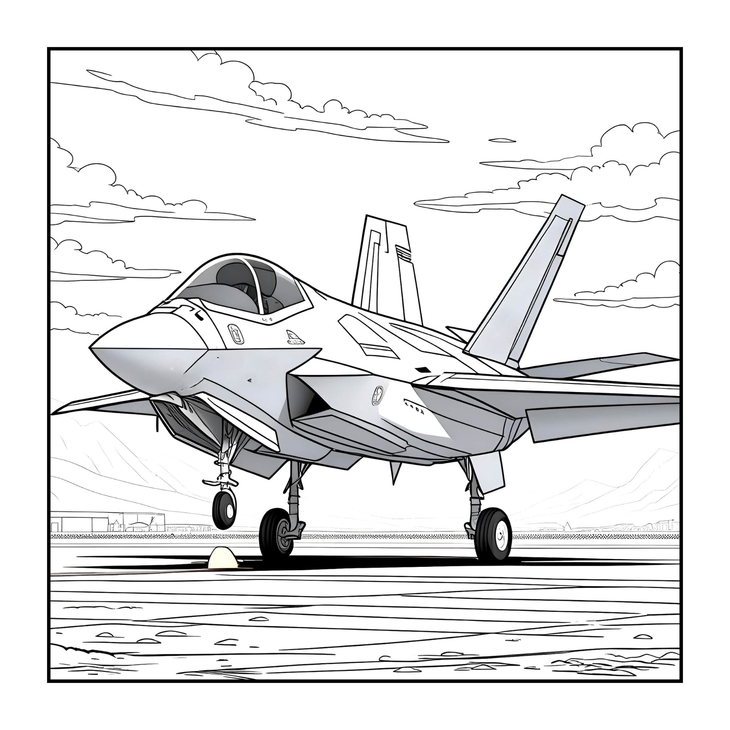 Military Jet Fighter Plane Coloring Book for Kids Adults Boys Girls 50 Pages Single Sided Plane Coloring Book Airplane Coloring Book Gift
