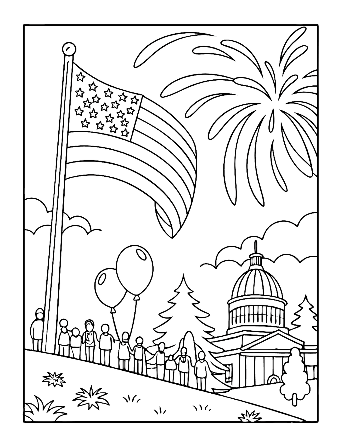 4th of July Independence Day Coloring Book Gift for Kids Boys Girls Young Teens 50 Pages Single Sided 4th of July Coloring Activity Sheets