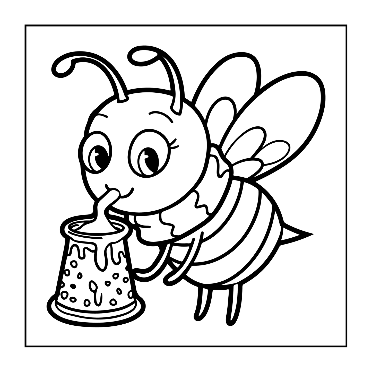 Cute Kawaii Honey Bee Coloring Book Gift for Kids Boys Girls Teens 50 Pages Single Sided Honey Bee Themed Coloring Activity Book