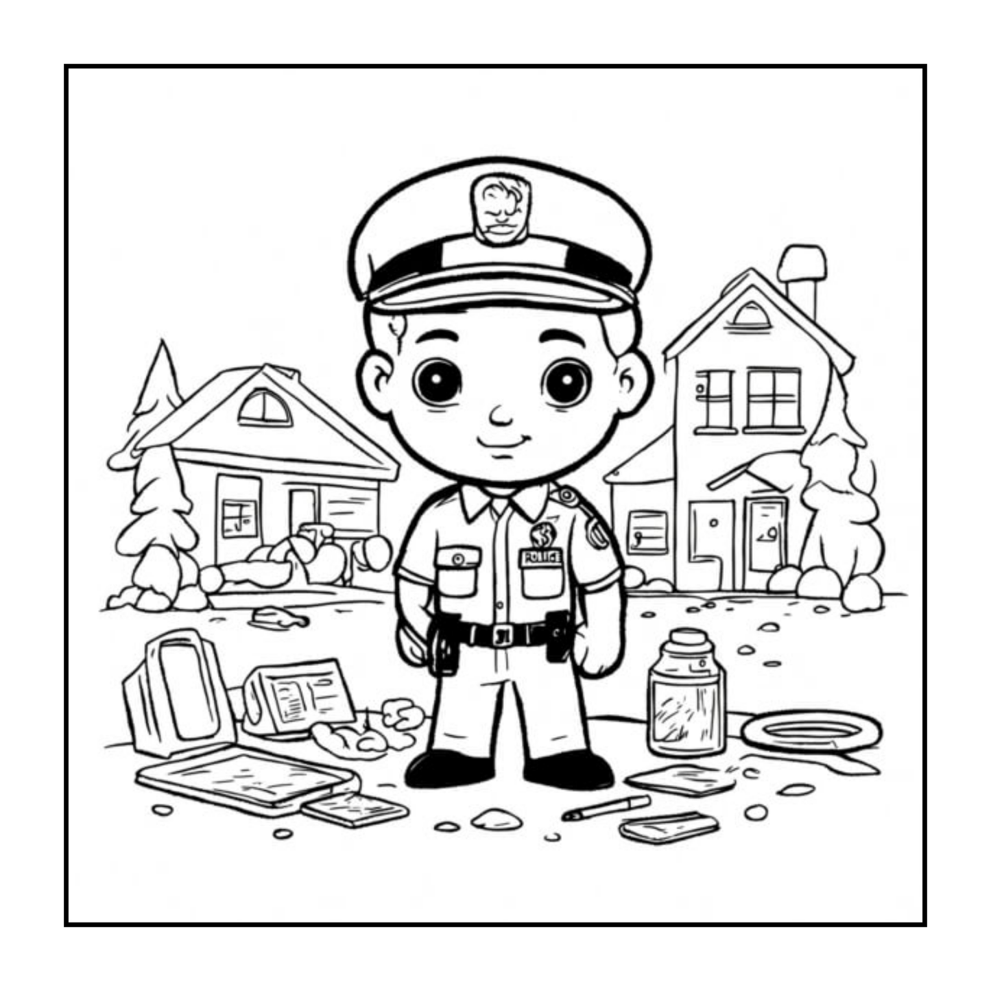 Cool Police Officer Coloring Book Gift for Adults Kids Boys Girls Teens Bold and Easy Cute Police Coloring Activity Book for Children