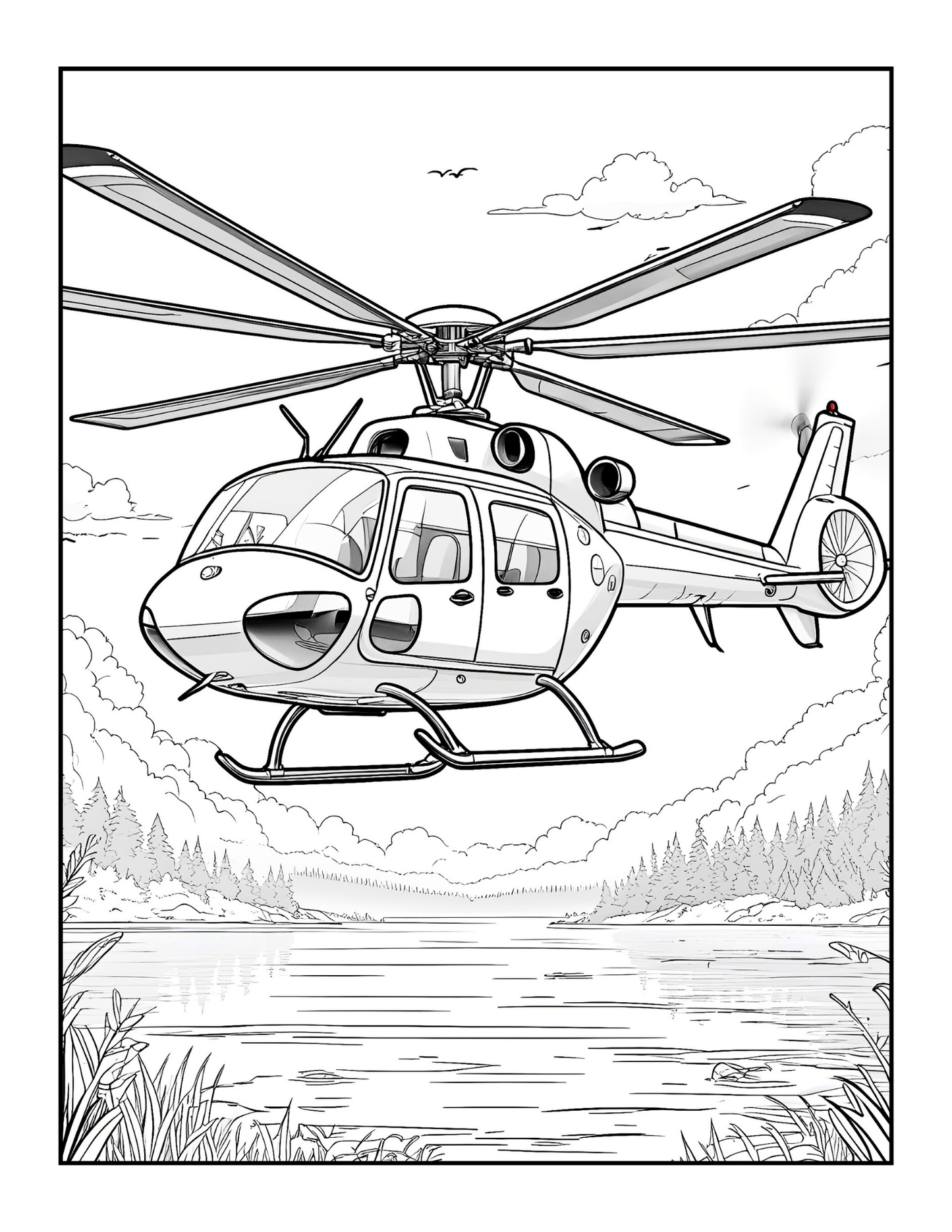 Helicopter Coloring Book Gift for Adults Kids Boys Girls Teens 50 Pages Single Sided Chopper Helicopter Coloring Activity Book for Children