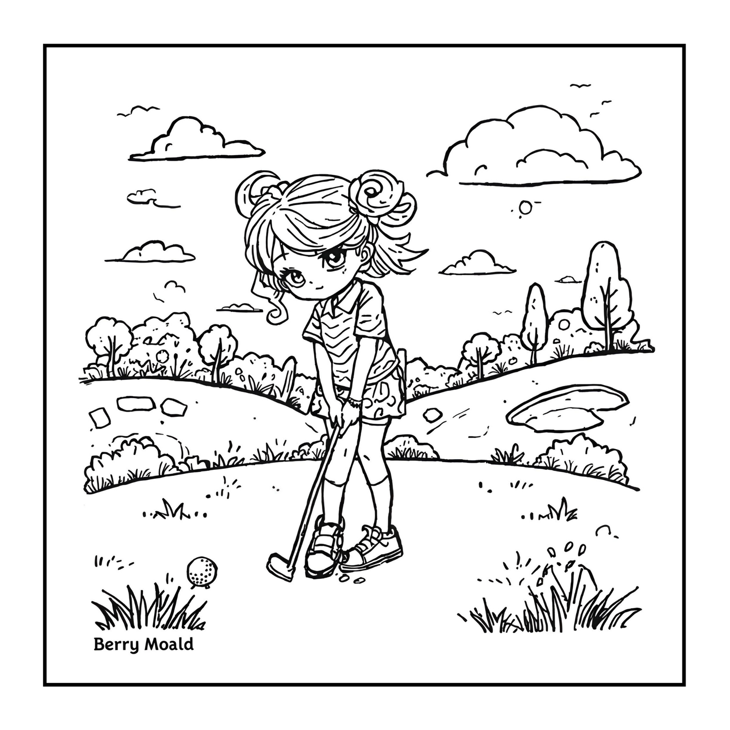 Golf Player Golfer Coloring Book for Adults Men Women Kids Boys Girls Teens Youth Single Sided Golfing Coloring Activity Book for Children