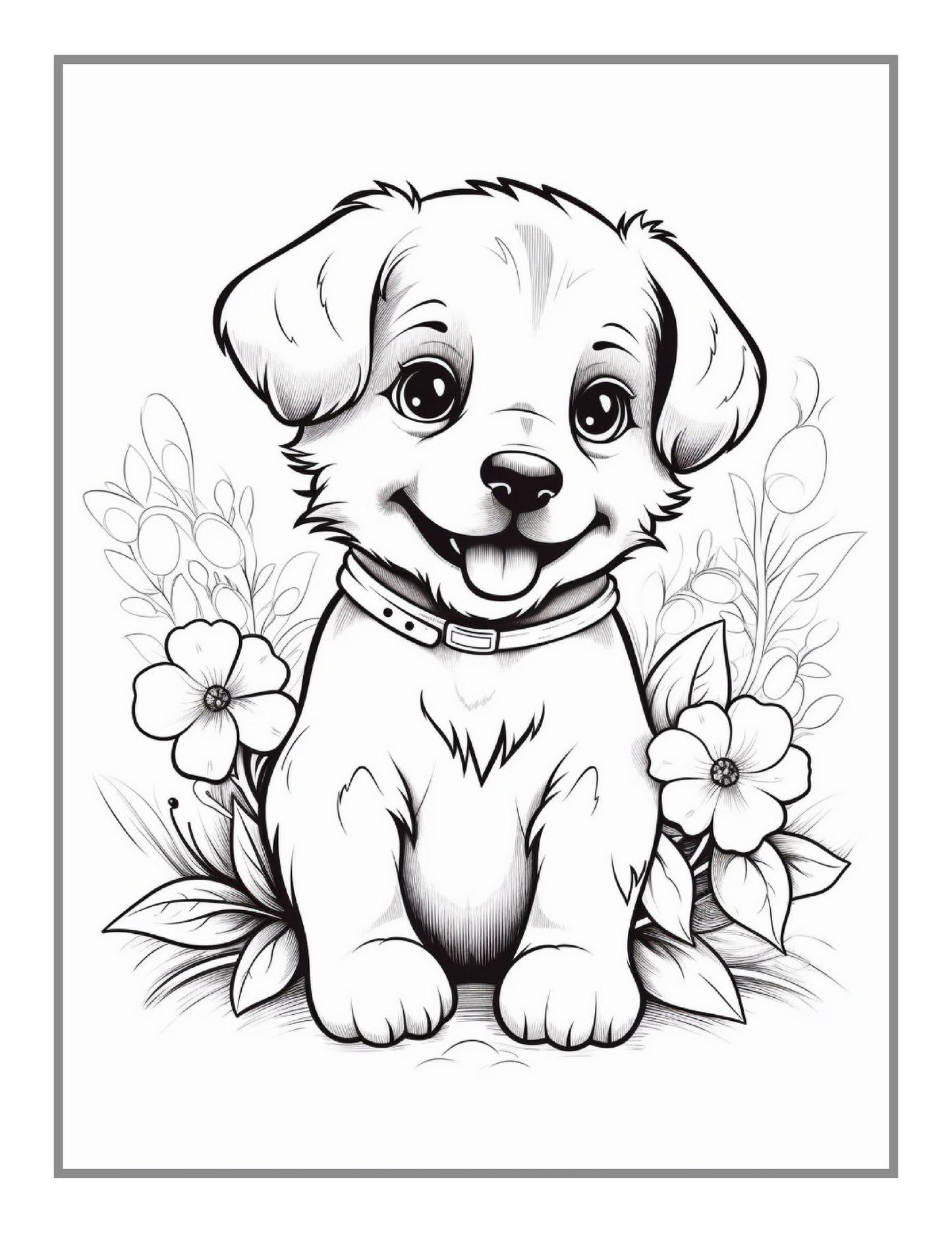 50 Pages Cute Dog Puppy Lover Coloring Book Gift for Adults Kids Boys Girls Teens Men Women Birthday Holiday Present Pet Owner Coloring Book