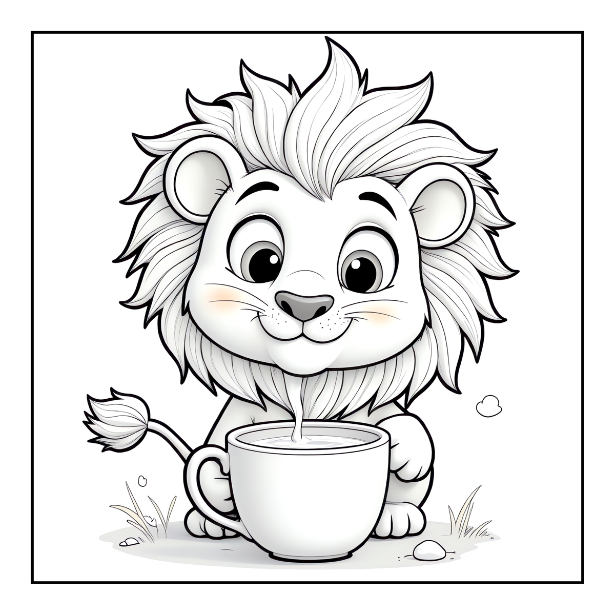 Cute Cozy Funny Lion Animal Coloring Book Gift for Adults Kids Boys Girls Teens: Single Sided Bold and Easy Cool Lion Themed Coloring Book