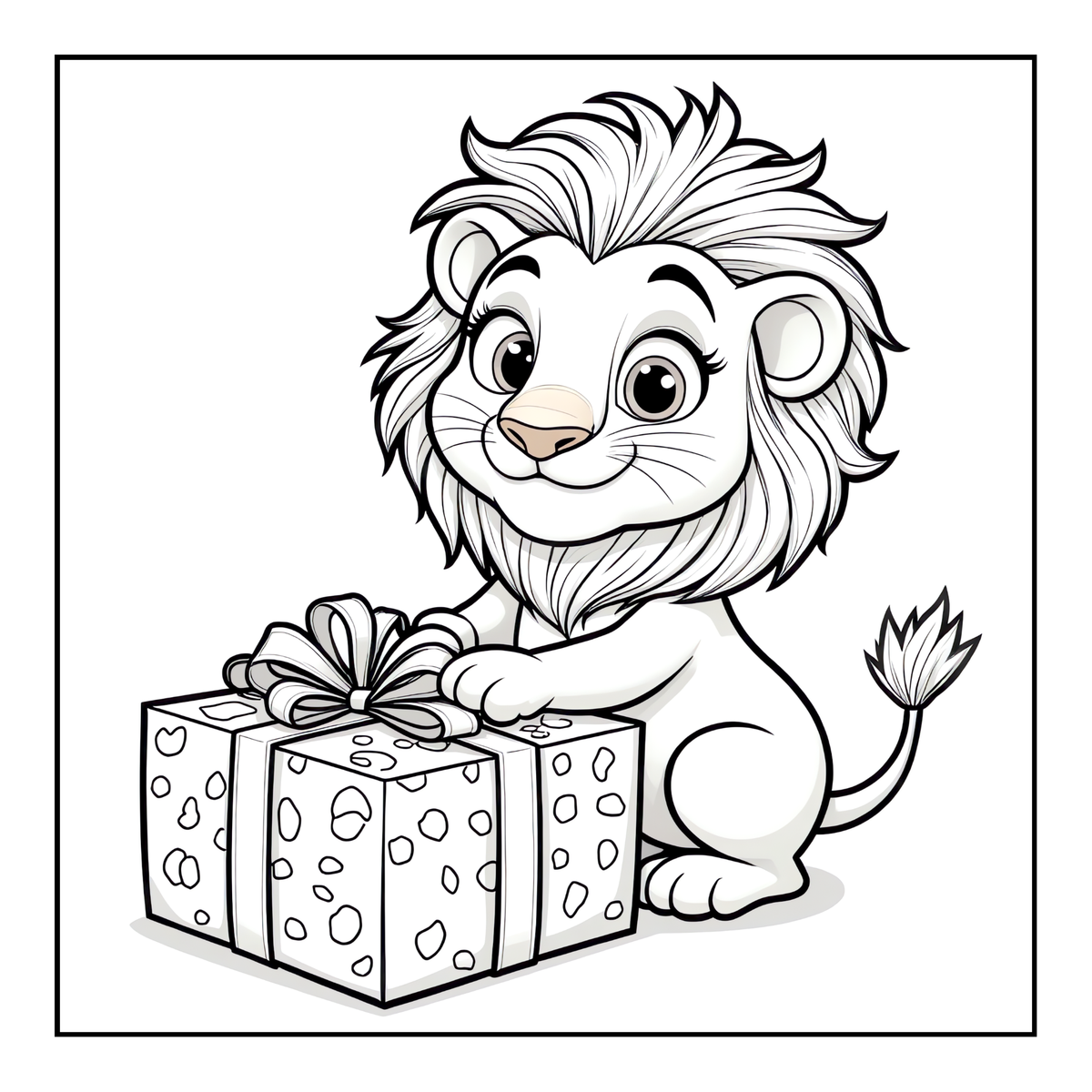 Cute Cozy Funny Lion Animal Coloring Book Gift for Adults Kids Boys Girls Teens: Single Sided Bold and Easy Cool Lion Themed Coloring Book