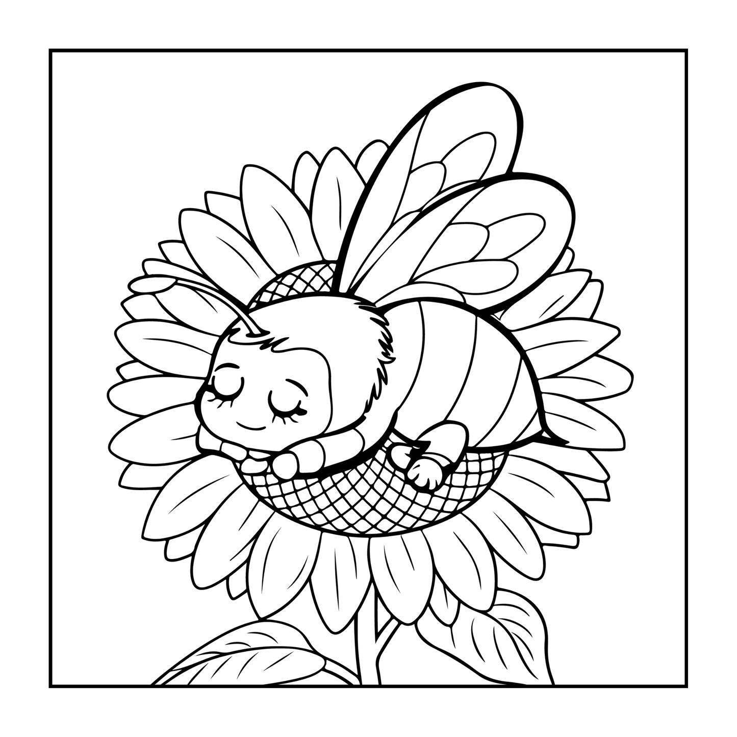 Cute Kawaii Honey Bee Coloring Book Gift for Kids Boys Girls Teens 50 Pages Single Sided Honey Bee Themed Coloring Activity Book