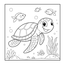 Load image into Gallery viewer, Cute Sea Life Coloring Book for Kids Teens Adults Ocean Animals, Marine Creatures, Stress Relief, Single Sided Coloring Pages
