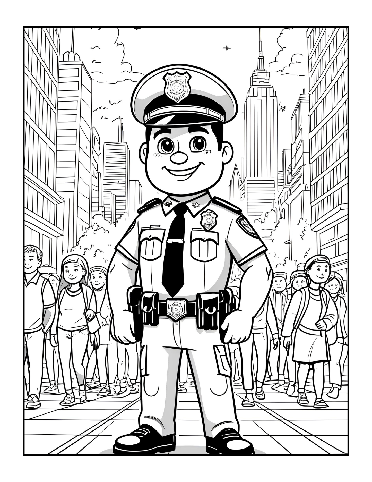 Cool Police Officer Coloring Book Gift for Adults Kids Boys Girls Teens 50 Pages Single Sided Police Coloring Activity Book for Children