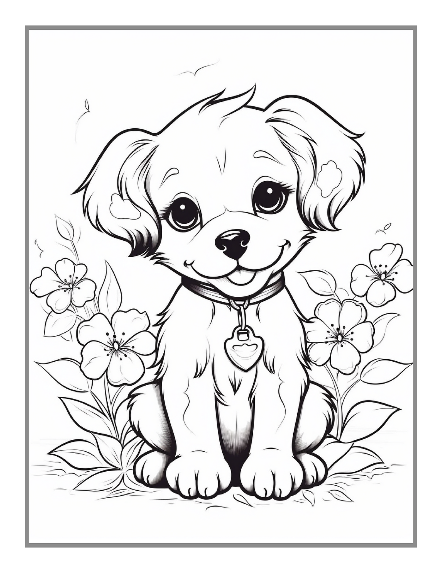 50 Pages Cute Dog Puppy Lover Coloring Book Gift for Adults Kids Boys Girls Teens Men Women Funny Dog Themed Animal Coloring Sheets