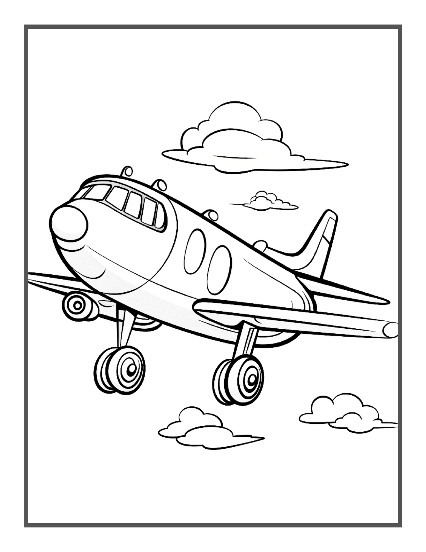 50 Pages Cute Airplane Coloring Book Gift for Kids Boys Girls Teens Youth Flying Airplane Aviation Fan Coloring Book Plane Coloring Pages