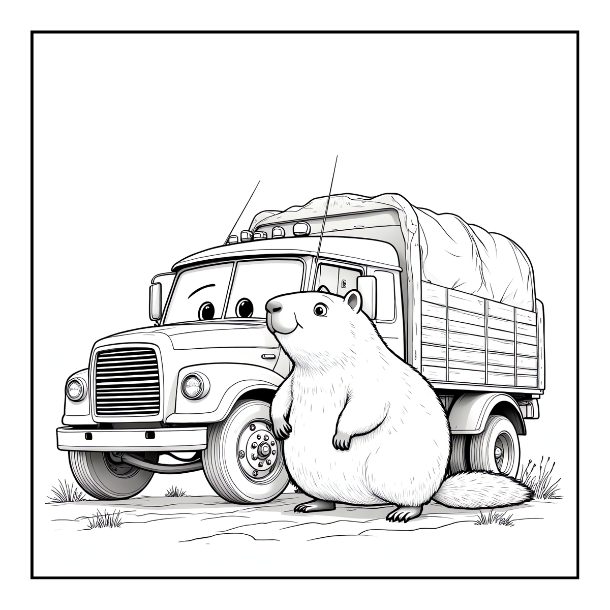 Cute Cozy Funny Capybara Animal Coloring Book Gift for Adults Kids Boys Girls Teens: Single Sided Bold and Easy Cool Capybara Coloring Book