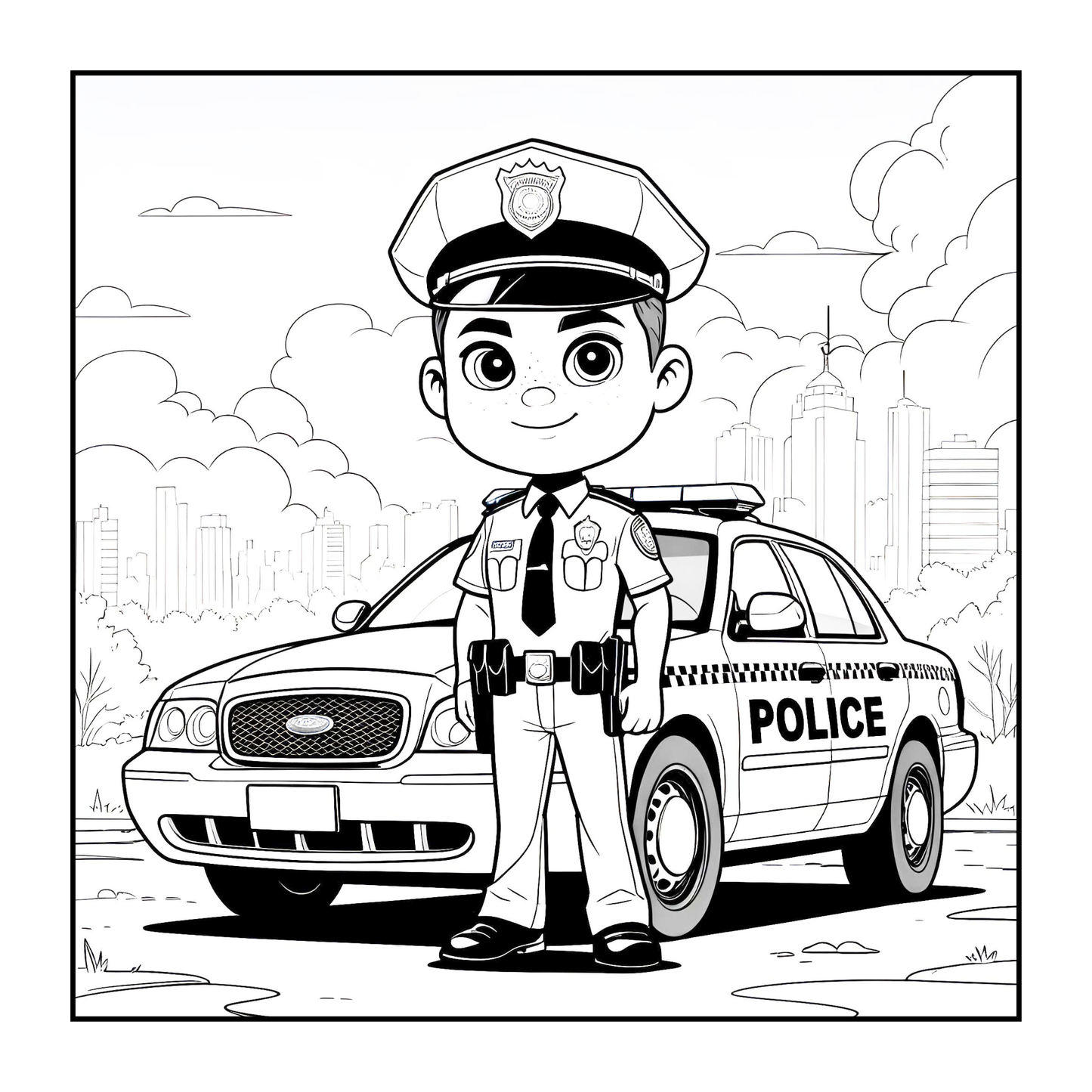 Cool Police Officer Coloring Book Gift for Adults Kids Boys Girls Teens Police Coloring Activity Book for Children Bold Easy Cute Policeman