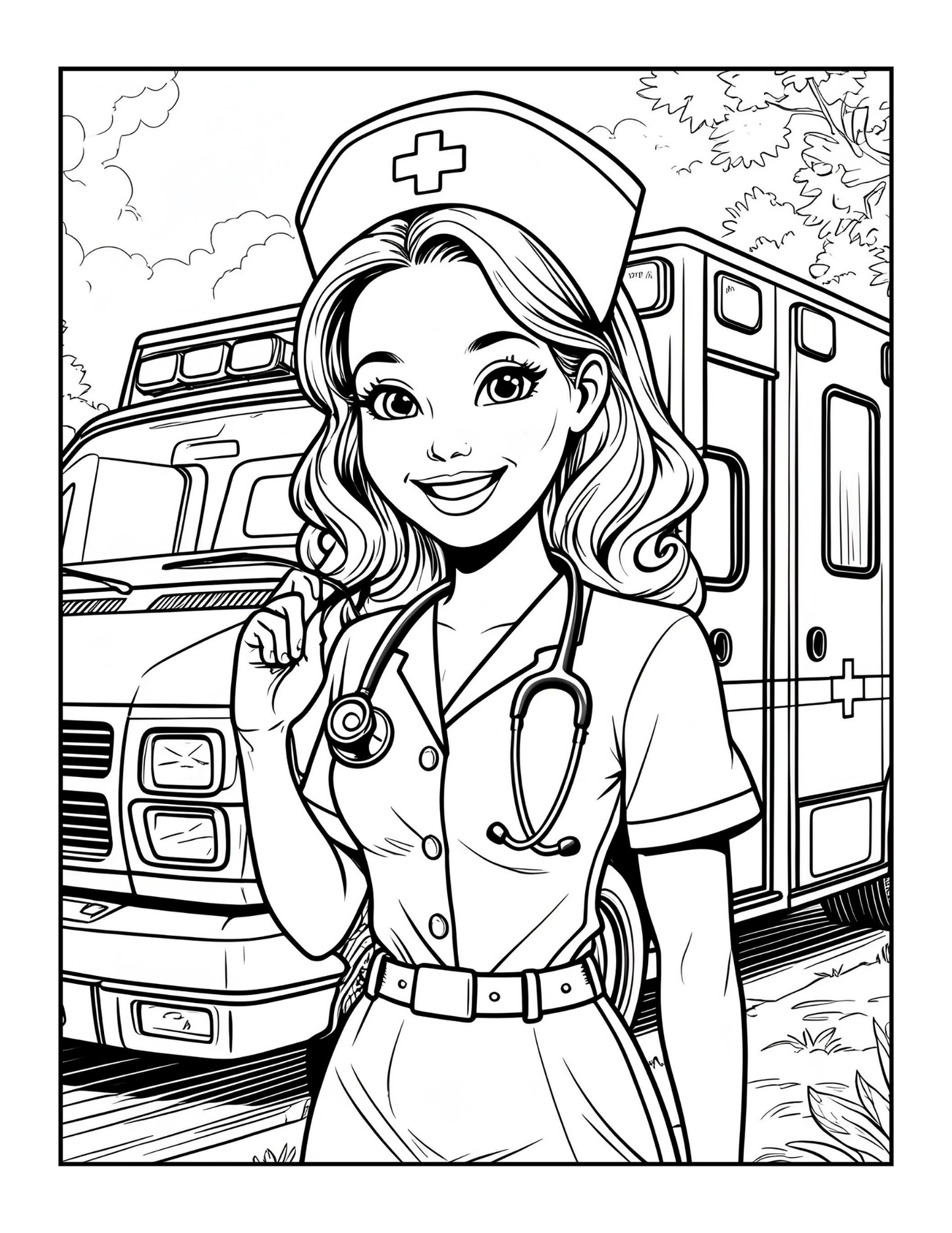 Nurse Coloring Book Gift for Adults Men Women Kids Young Boys Girls Teens 50 Pages Single Sided Hospital Nurse Coloring Activity Book