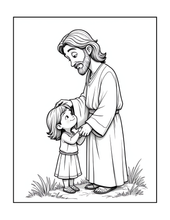 Load image into Gallery viewer, Christian Coloring Book for Adults Kids Boys Girls Teens, Bold and Easy Bible Story Designs, Single Sided Jesus Faith Devotional Gift
