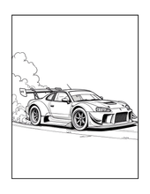 Load image into Gallery viewer, Printed Car Coloring Book for Kids Adults 25 Easy Vehicle Designs Physical Auto Activity Book Single Sided Pages Race Cars Off Road
