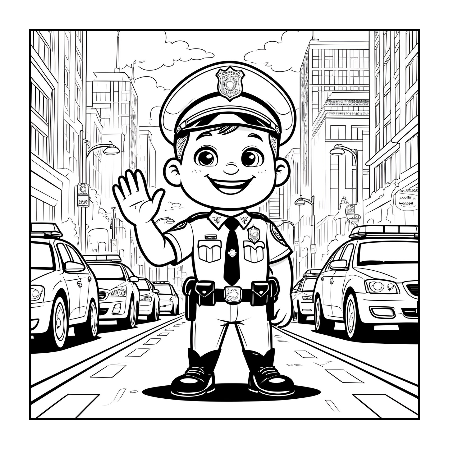 Cool Police Officer Coloring Book Gift for Adults Kids Boys Girls Teens 50 Pages Single Sided Police Coloring Activity Book for Children