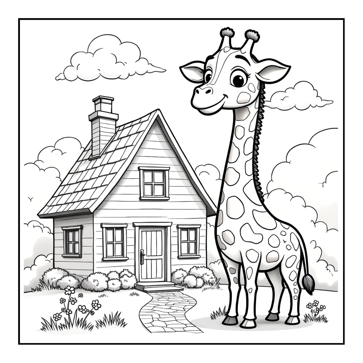 Cute Cozy Funny Giraffe Animal Coloring Book Gift for Adults Kids Boys Girls Teens: Single Sided Bold and Easy Little Giraffe Coloring Book