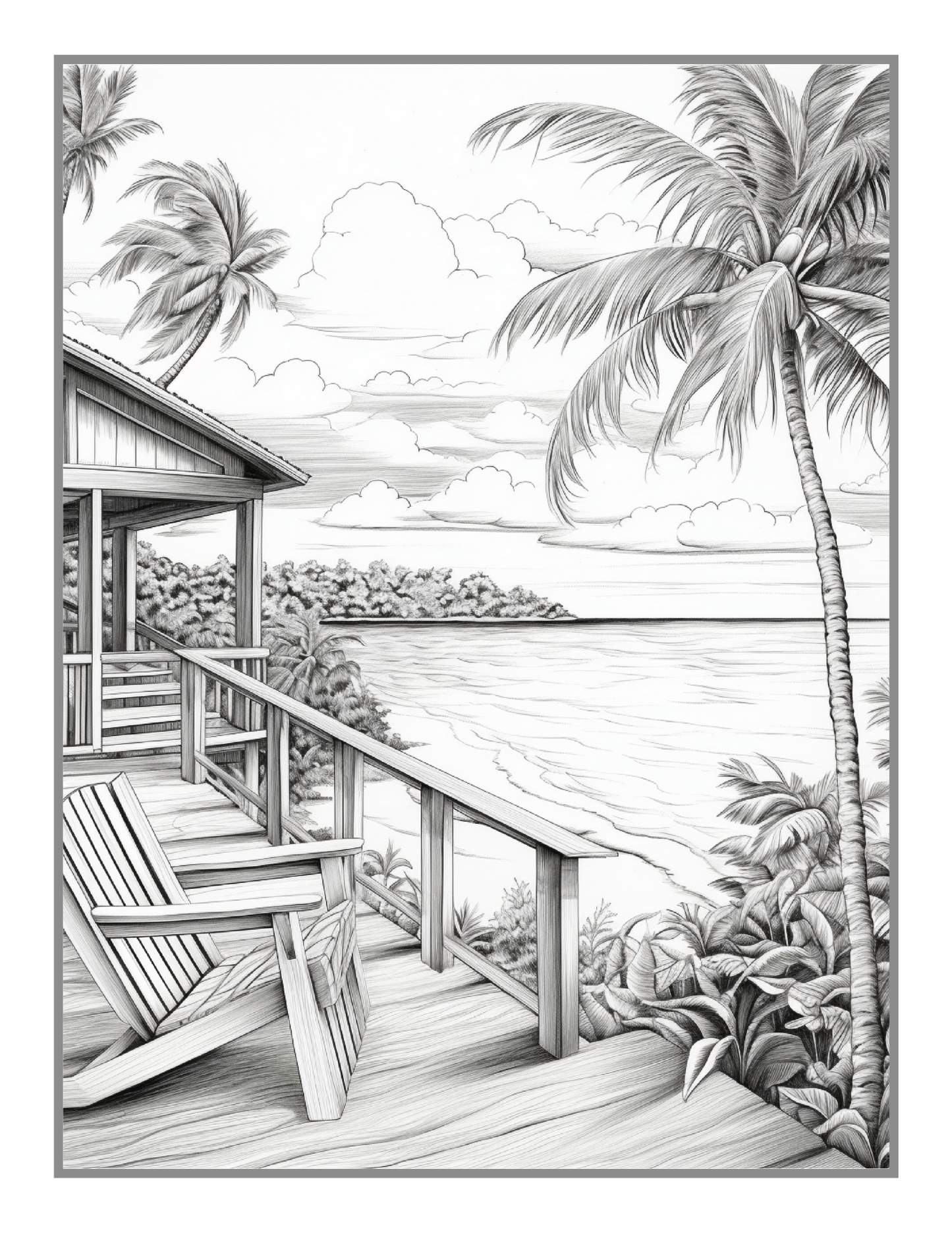 50 Pages Tropical Beach Homes Coloring Book Birthday Holiday Gift for Adults Men Women Kids Boys Girls Teens Beach Life Coloring Activity