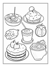 Load image into Gallery viewer, 50 Pages Bold and Easy Food Coloring Book Gift for Adults Kids Men Women Boys Girls Teens Fast Food Lover Foodie Food Fruit Coloring Sheets
