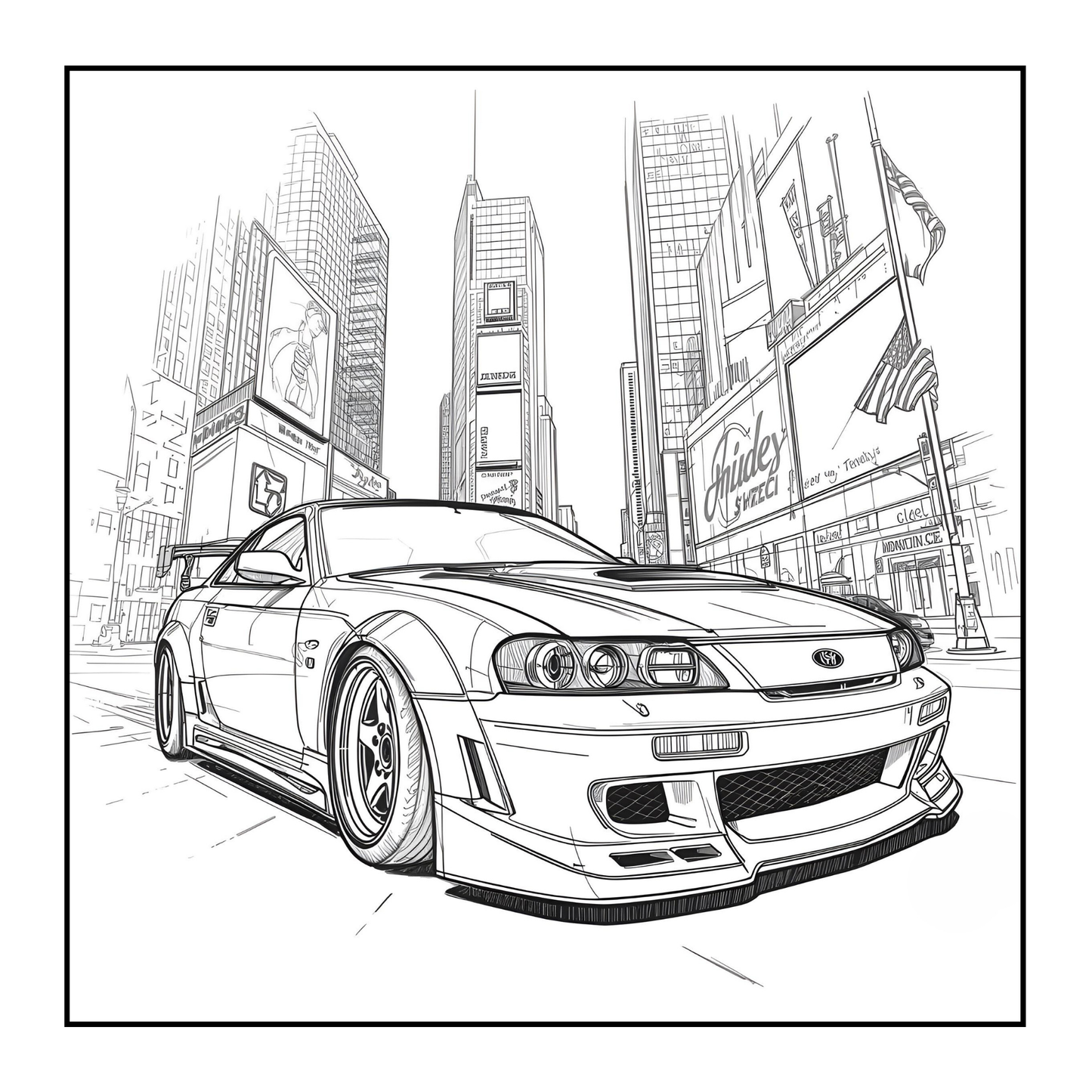 Modified Cars Coloring Book for Adults Men Women Kids Boys Girls Teens Drift Cars Coloring Activity Book Gift Modified Exotic Racing Cars