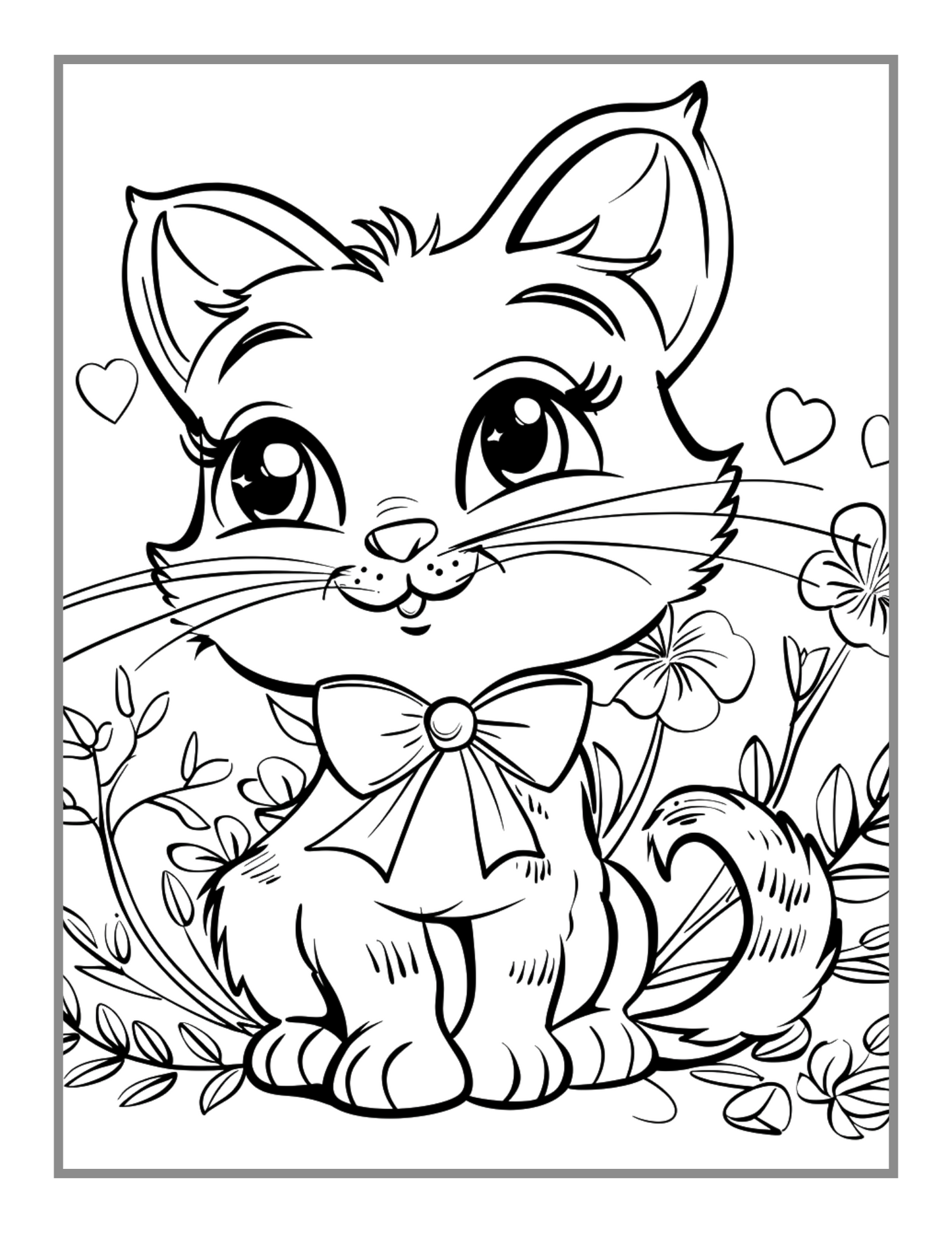 50 Pages Cute Cozy Cat Kitten Kitty Coloring Book Gift for Cat Lover Pet Owner Men Women Adults Kids Boys Girls Teens Funny Animal Coloring