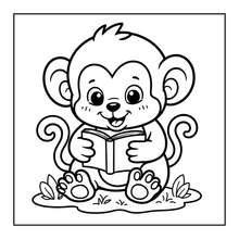 Load image into Gallery viewer, Cute Monkey Coloring Book for Kids Adults Fun Zoo Animal Pages, Stress Relief Creative Activity Coloring Book
