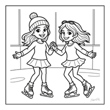Load image into Gallery viewer, Ice Skating Coloring Book Kids Adults, Winter Sports Figure Skate Activity Coloring Pages, Gift for Skaters Hockey Fans
