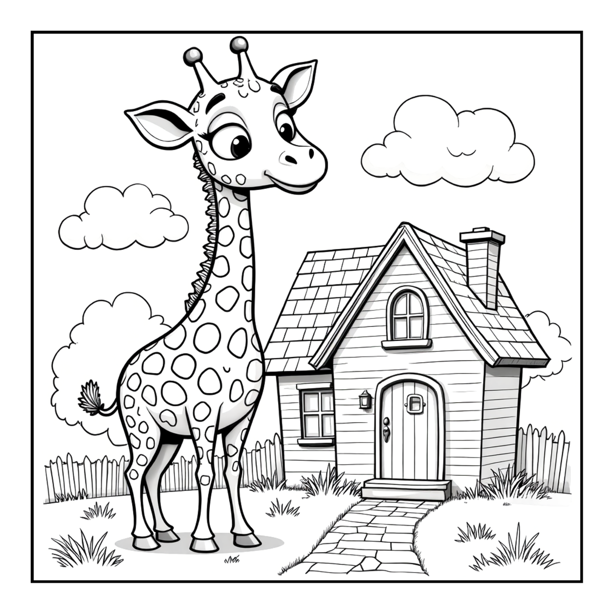 Cute Cozy Funny Giraffe Animal Coloring Book Gift for Adults Kids Boys Girls Teens: Single Sided Bold and Easy Little Giraffe Coloring Book