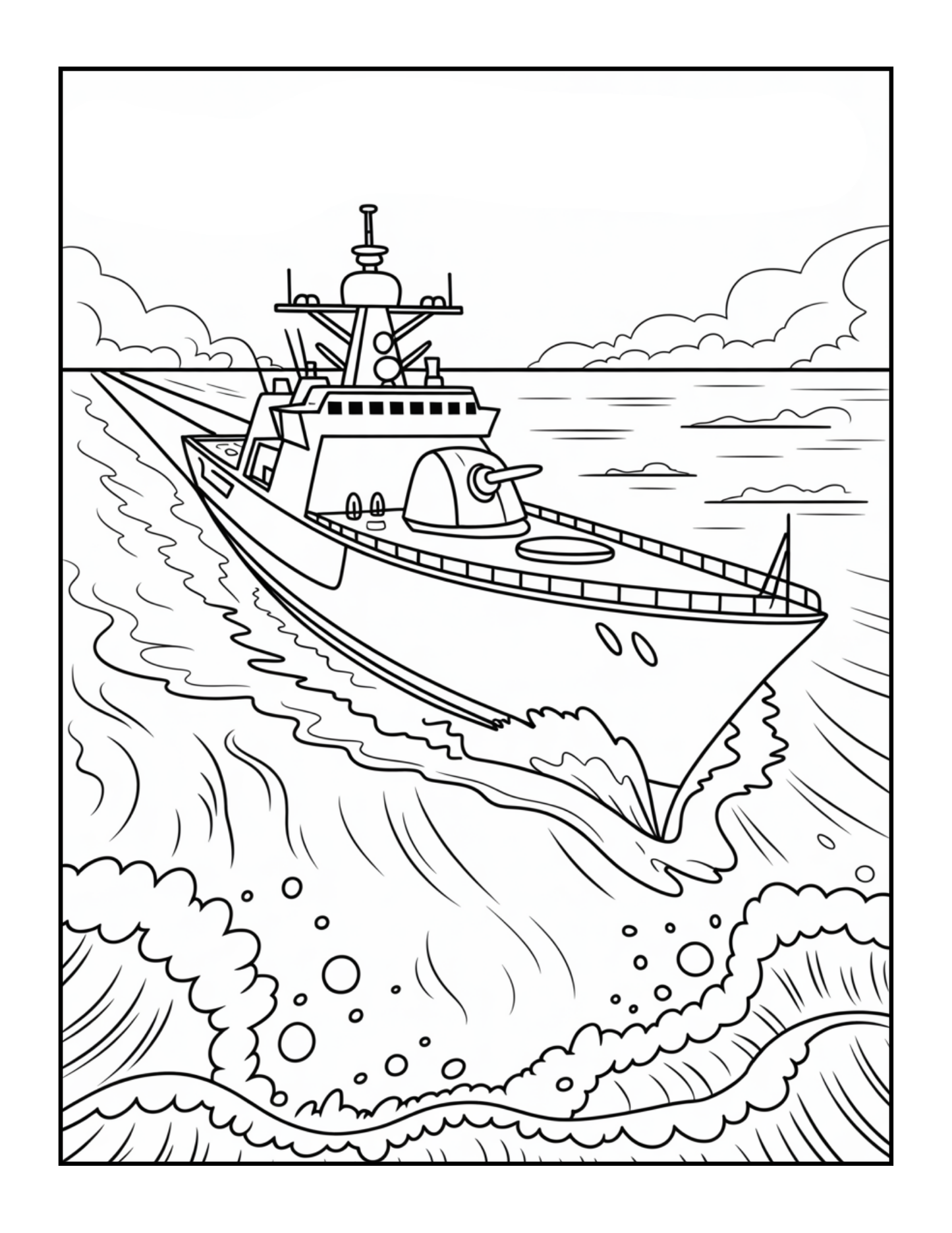 Navy Ship Coloring Book for Adults Men Women Kids Boys Girls Teens Military Children Marine Soldier War Combat Navy Ship Navy Coloring Pages
