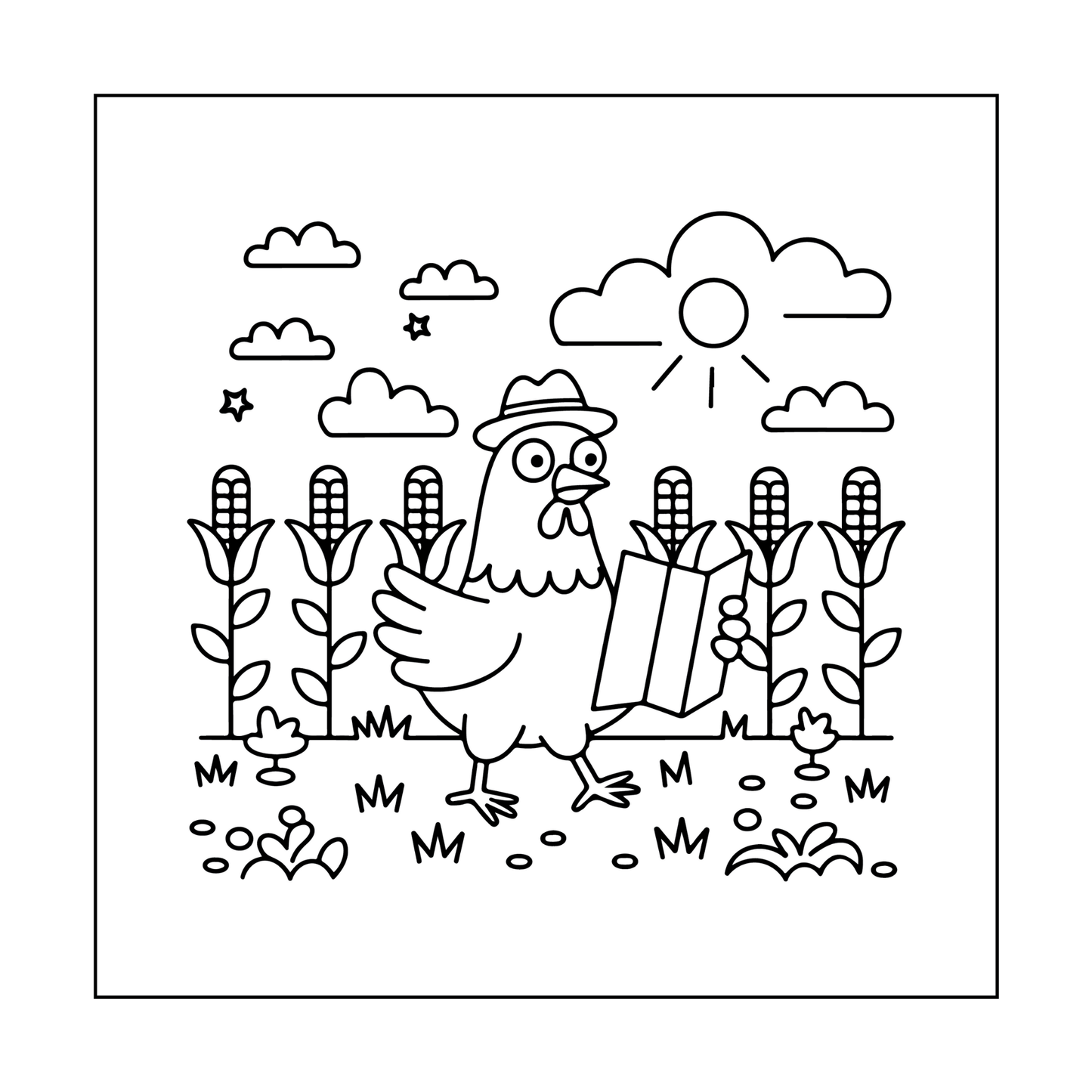 Cute Funny Chicken Coloring Book Gift for Adults Kids Boys Girls Teens Bold and Easy Chicken Bird Coloring Sheets for Children Relaxation