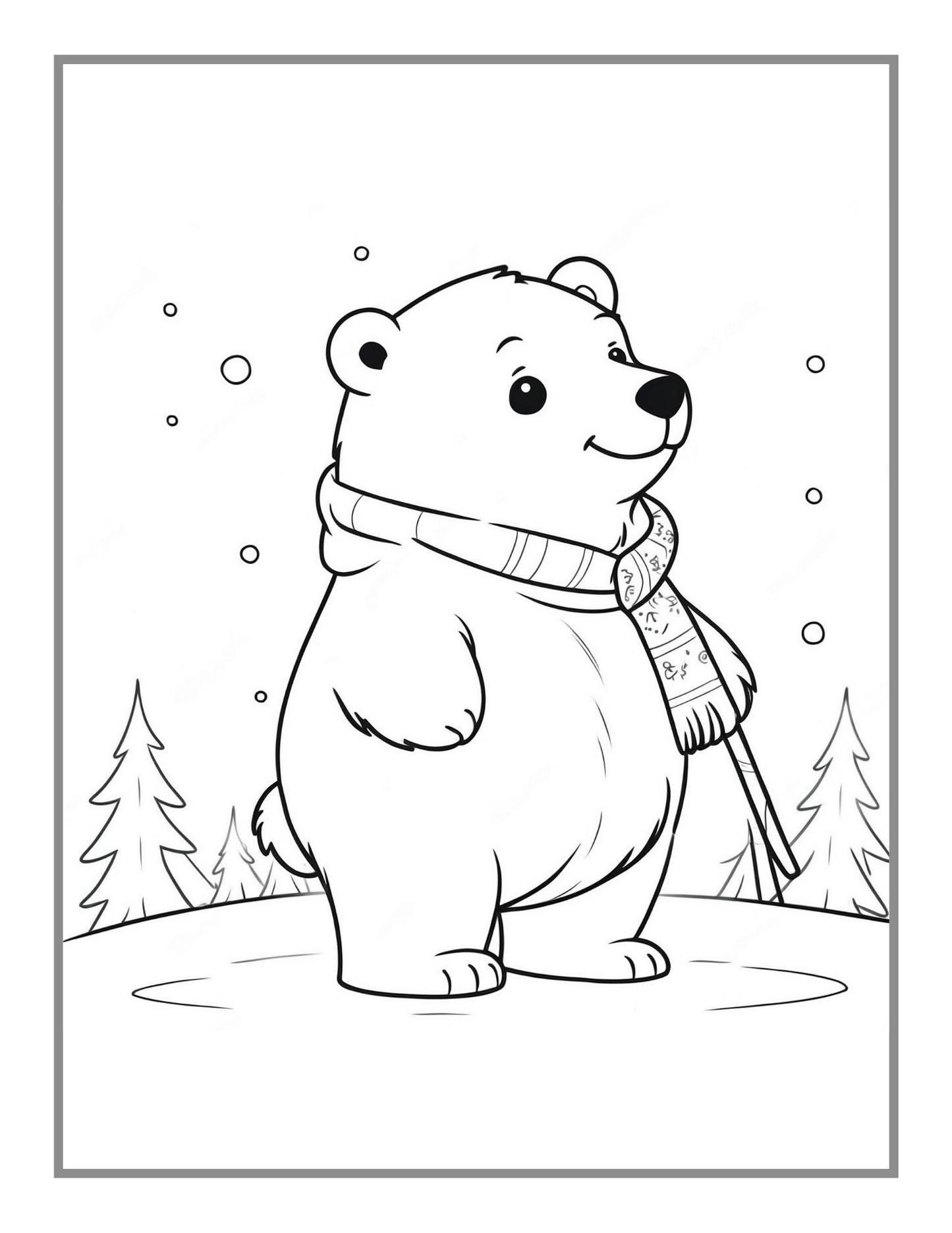 50 Pages Cute Polar Bear Coloring Book Gift for Adults Kids Men Women Boys Girls Teens Funny Polar Bear Coloring Activity Book for Students