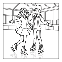 Load image into Gallery viewer, Ice Skating Coloring Book Kids Adults, Winter Sports Figure Skate Activity Coloring Pages, Gift for Skaters Hockey Fans
