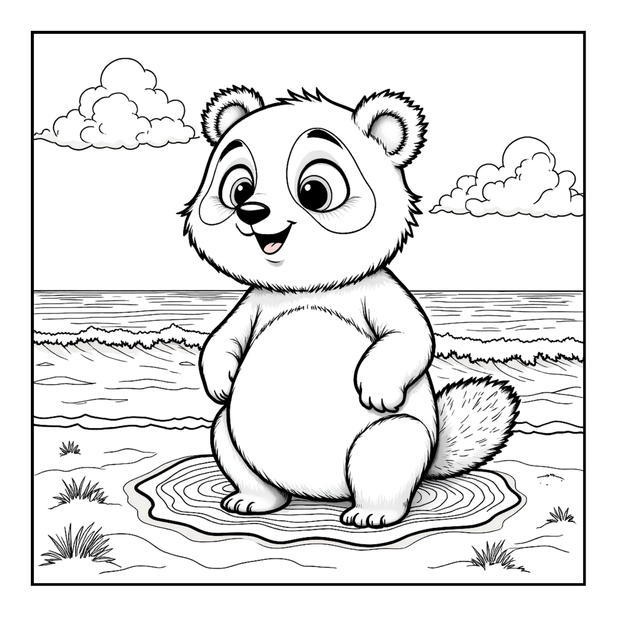 Cute Cozy Panda Bear Animal Coloring Book Gift for Adults Kids Boys Girls Teens: Single Sided Bold and Easy Cool Panda Bear Coloring Book