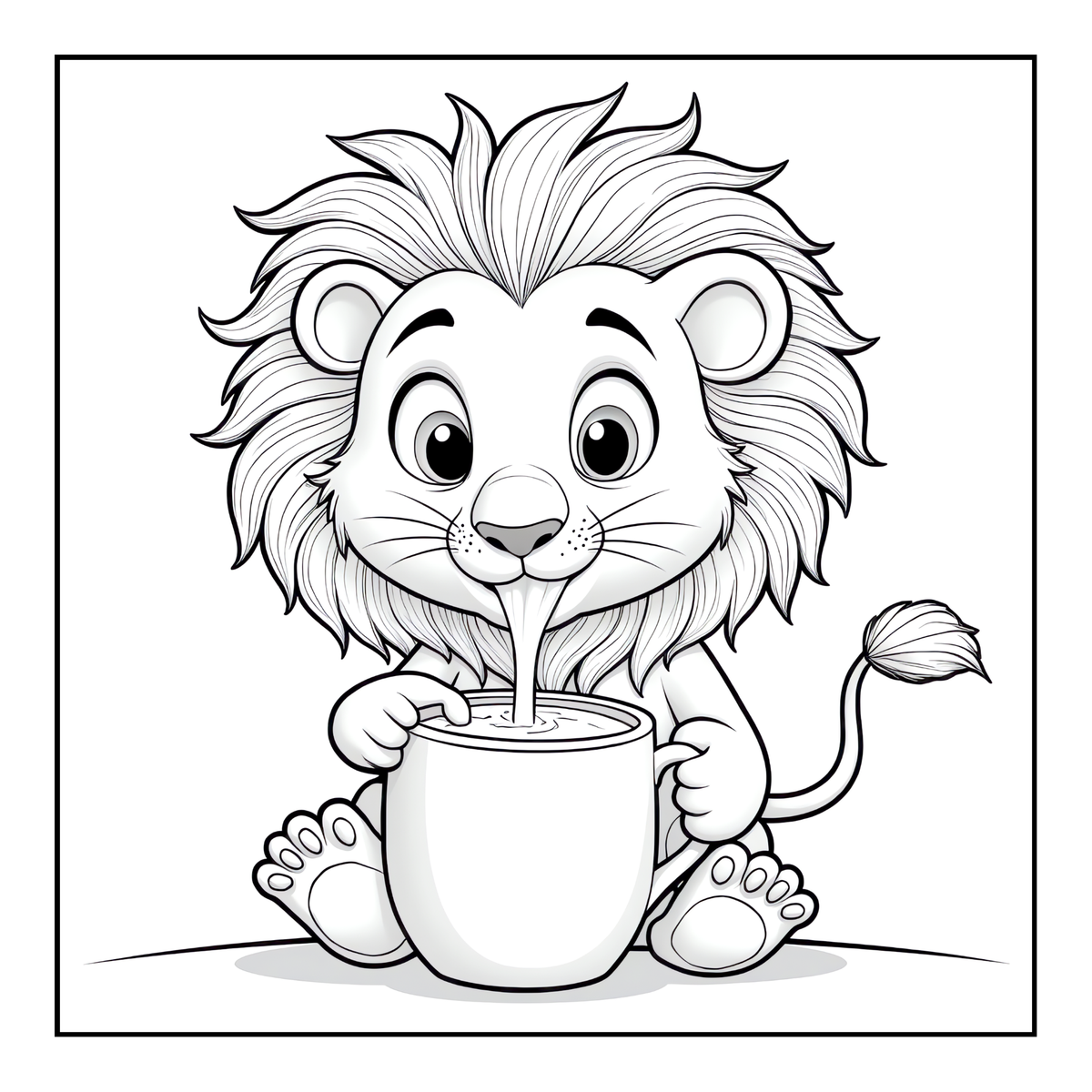 Cute Cozy Funny Lion Animal Coloring Book Gift for Adults Kids Boys Girls Teens: Single Sided Bold and Easy Cool Lion Themed Coloring Book