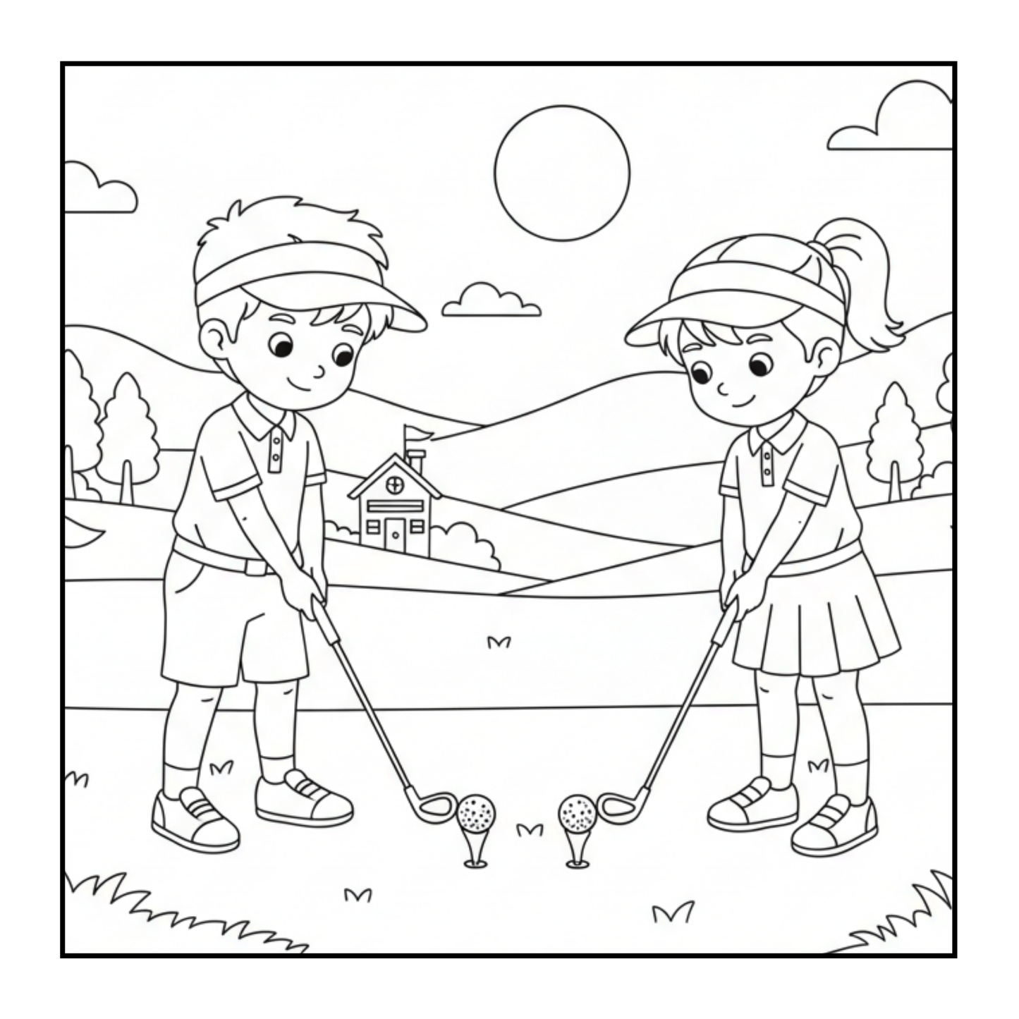 Golf Player Golfer Coloring Book for Adults Men Women Kids Boys Girls Teens Youth Single Sided Golfing Coloring Activity Book for Children