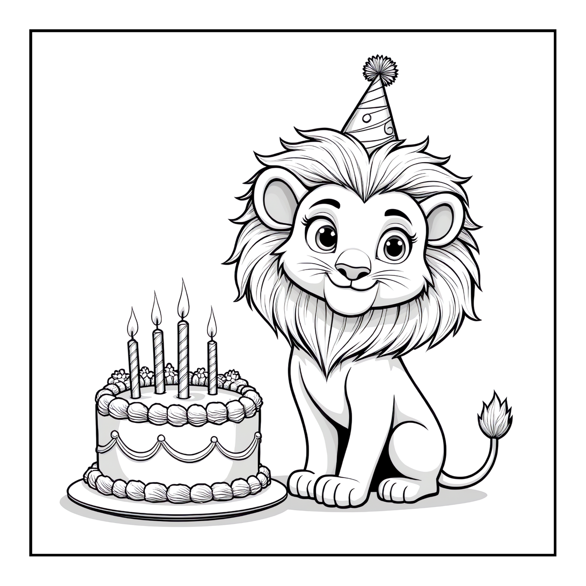Cute Cozy Funny Lion Animal Coloring Book Gift for Adults Kids Boys Girls Teens: Single Sided Bold and Easy Cool Lion Themed Coloring Book