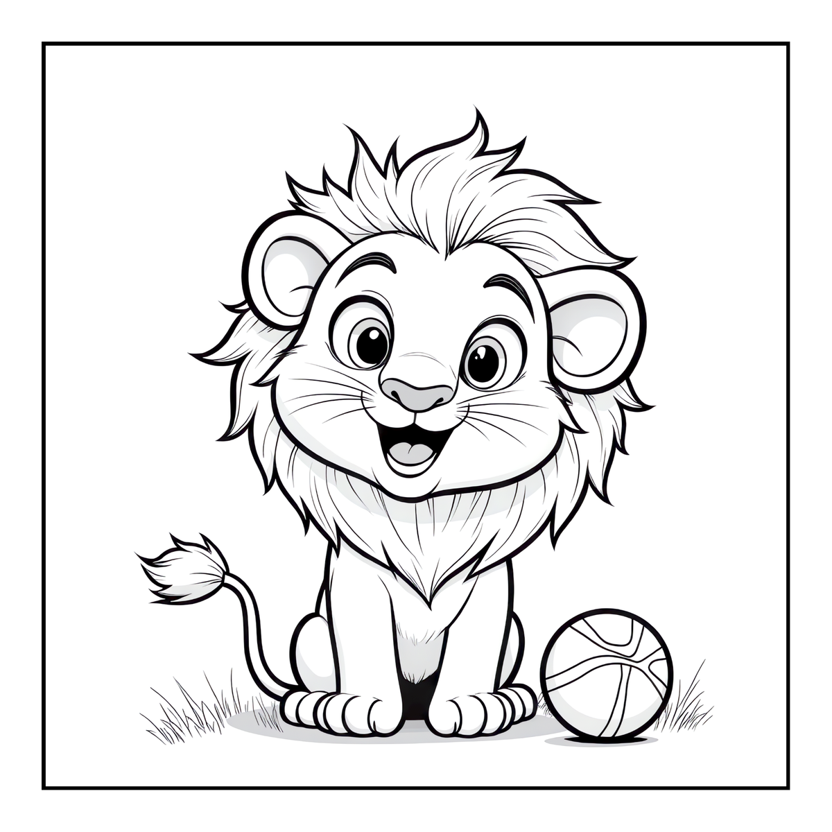 Cute Cozy Funny Lion Animal Coloring Book Gift for Adults Kids Boys Girls Teens: Single Sided Bold and Easy Cool Lion Themed Coloring Book